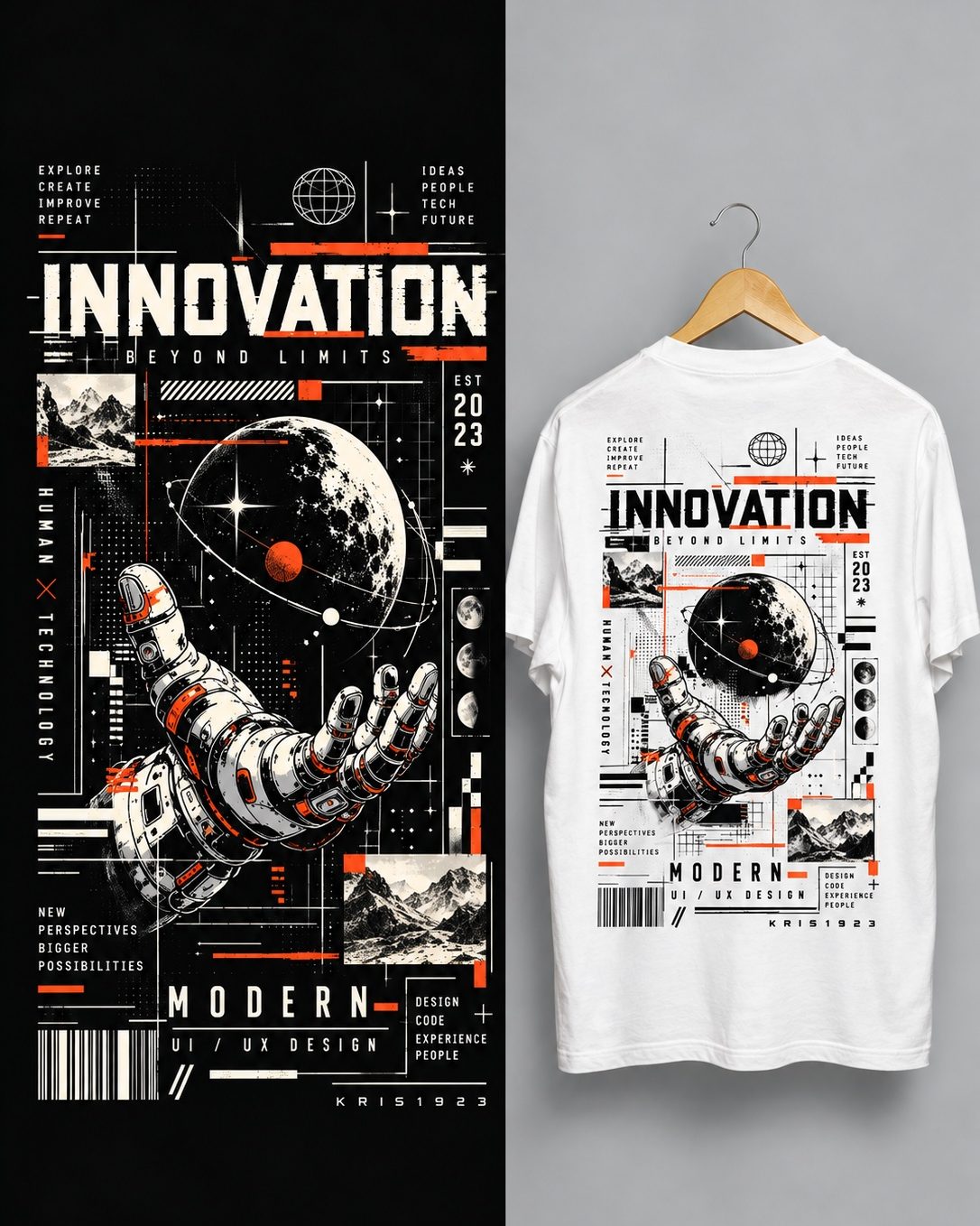 Biele tričko s grafikou Innovation Beyond Limits