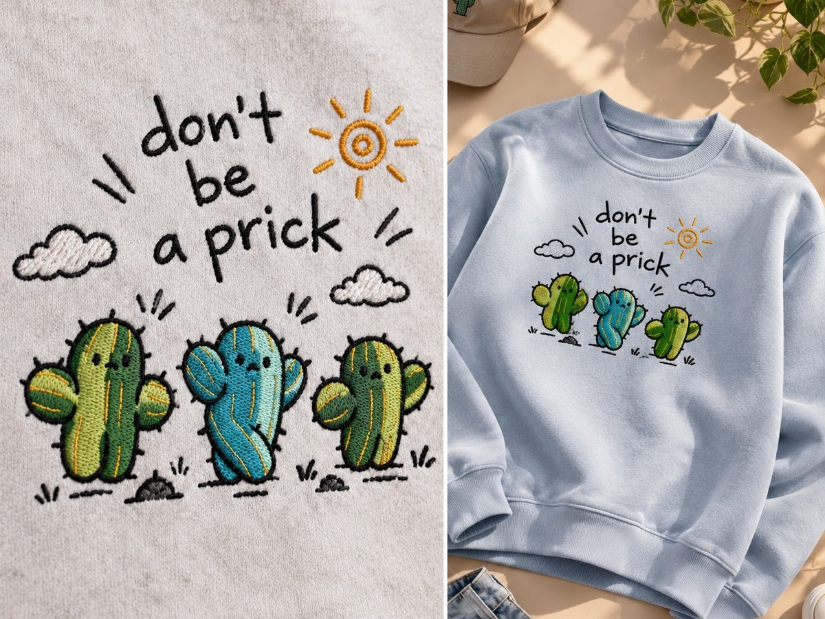 Mikina s vyšívanými kaktusmi Don’t be a prick
